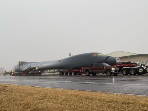 borrowed photo of the B-1 being transported